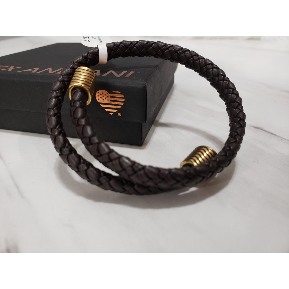 New Alex and Ani Espresso Dark Brown Braided Leather Wrap Bracelet NWT